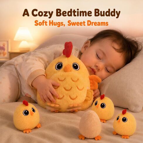 Tiny Wonders Baby Plush Soft Rattle Toy 3-6-12M, Newborn Farm Stuffed Chick | Infant Sensory Barn Animal Hen Egg House Toy Set, 1st Birthday Gift Shower Basket Stuffer 12-18 Month 0 1 Yr Toddler Boy Girl in Kuwait