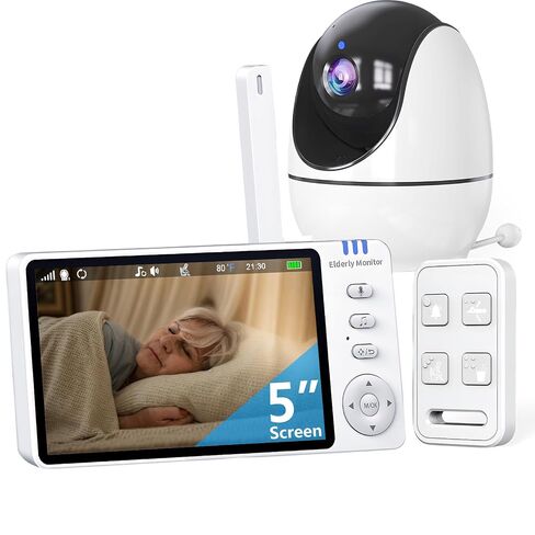 Elderly Monitor with Camera and Audio & Call Button, 2-Way Talk Room Monitors for Elderly, Med Reminder Temp Alert Baby Monitors for Elderly Care & Caregivers, PTZ Camera for Senior Monitoring/No WiFi in Kuwait