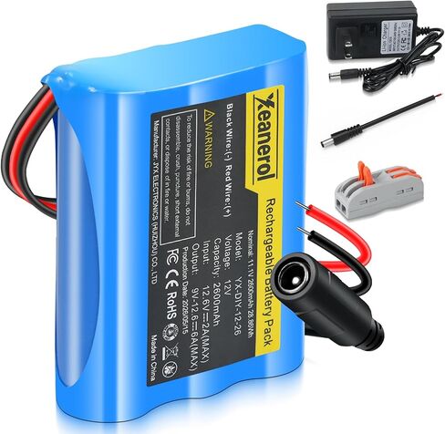12V 15000mAh Rechargeable Battery Pack with Charger, Replacement Lithium Battery Compatible with 12 Volt Devices RC Car, LED Light Strip, DIY, Boat, Robot, CCTV Camera in Saudi Arabia