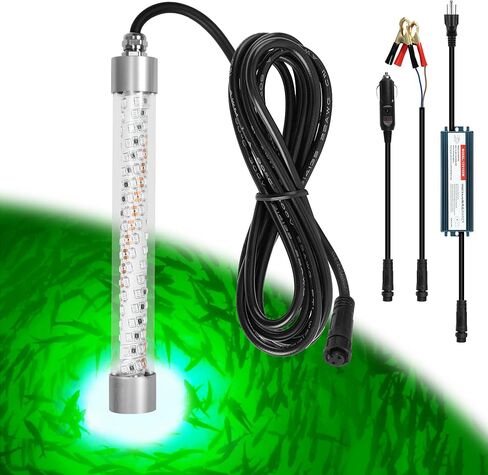 F3 Dimmable Green Underwater Fishing Light LED 110V&12V 200W 33FT | 200W 20000LM Brightness Fish Light Attractants for Crappie Squid Shrimp Snook Bass at Night, with 5%~100% Brightness Dimmer in Kuwait