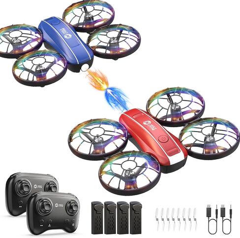 Holy Stone HS210FS Mini Drone for Kids Beginners, 2-Player Indoor RC Quadcopter Set with Battle Mode, 360° Flips, Circle Fly, Headless Mode, Altitude Hold, LED Lights, 4 Batteries in Kuwait
