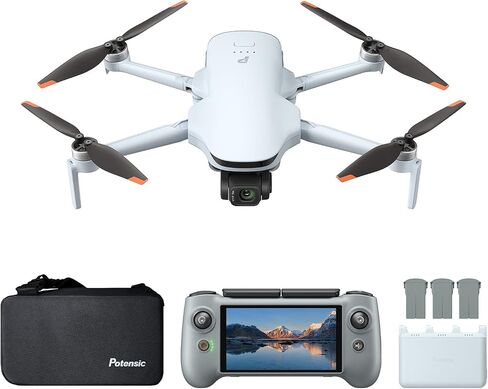 Potensic ATOM 3 Fly More Combo Plus(RC PTD 2), Drones with Camera 4K 60fps, 8K Photo, 150-Min Extended Flight, 5.5’’ Display, 1/1.3’’ CMOS, 16KM Transmission, AI Track 2.0, QuickShots, Under 249g in Kuwait