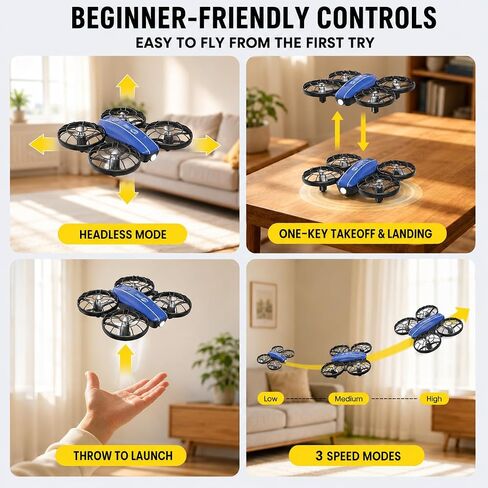 Holy Stone HS210FS Mini Drone for Kids Beginners, 2-Player Indoor RC Quadcopter Set with Battle Mode, 360° Flips, Circle Fly, Headless Mode, Altitude Hold, LED Lights, 4 Batteries in Kuwait