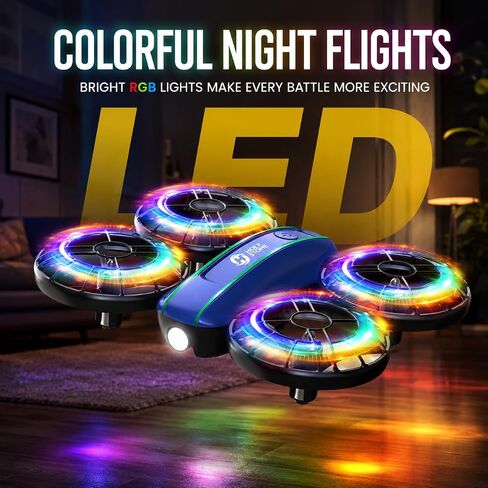 Holy Stone HS210FS Mini Drone for Kids Beginners, 2-Player Indoor RC Quadcopter Set with Battle Mode, 360° Flips, Circle Fly, Headless Mode, Altitude Hold, LED Lights, 4 Batteries in Kuwait
