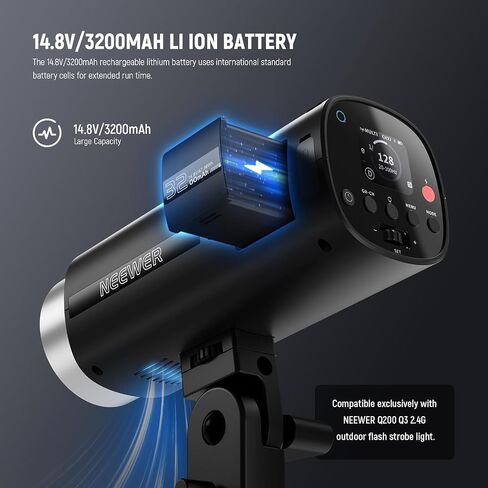 NEEWER Q200 Q3 Replacement Battery, 14.8V/3200mAh Rechargeable Li ion Battery Pack Only Q200 Q3 Outdoor Flash Strobe Light for Outdoor Photography, NB-Q200 in Saudi Arabia
