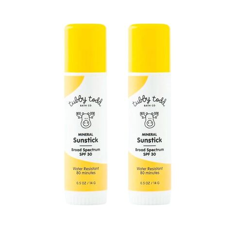 Tubby Todd Mineral Sunstick, Broad Spectrum SPF 30 Sunscreen for Kids | Water-Resistant Stick for Body and Face, Safe for Sensitive Skin, 0.5 oz, 2 Pack in Kuwait