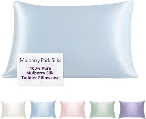 Mulberry Park Fitted Silk Crib Sheet - Grade 6A Pure 19 Momme Toddler Bedding - Gentle on Baby's Delicate Skin, Helps with Bald Spot, Eczema, Dry Skin & Cradle Cap - 28" x 52" / Goodnight Green in Kuwait