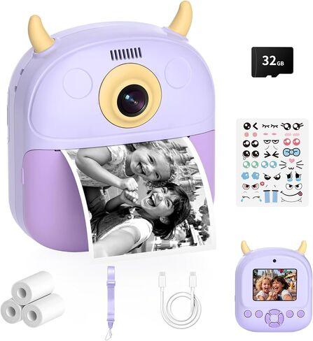 Kids Camera Instant Print, Birthday Gift for Kids Age 3-12, Selfie Digital Camera with 1080P Video & 2.4" Screen, Toddler Camera for 4 5 6 7 8 9 Year Old Boys Girls in Kuwait