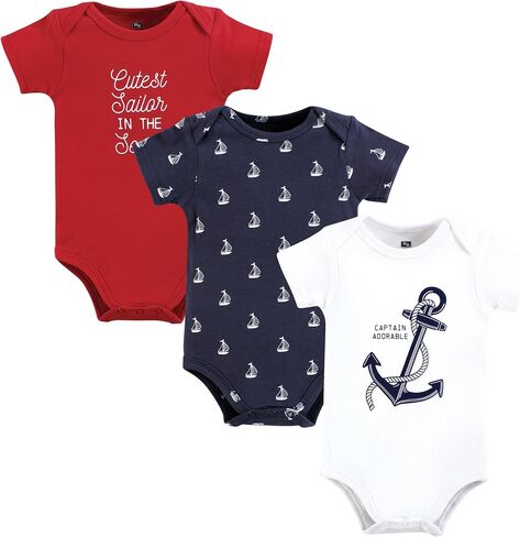 Hudson Baby Unisex Baby Cotton Bodysuits, Nautical Anchor, 9-12 Months in Kuwait