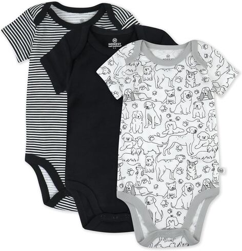 HonestBaby unisex-baby 3-pack Short Sleeve Bodysuits One-piece 100% Organic Cotton for Infant Baby Boys, Girls, Unisex in Kuwait
