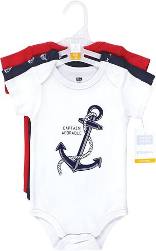 Hudson Baby Unisex Baby Cotton Bodysuits, Nautical Anchor, 9-12 Months in Kuwait