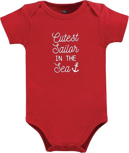 Hudson Baby Unisex Baby Cotton Bodysuits, Nautical Anchor, 9-12 Months in Kuwait