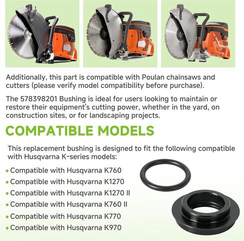 578398201 Bushing Compatible with Husqvarna K-Series Power Cutters | Fits Selected K770, K1270, K760 and K970 III Chainsaws, Concrete Saw and Cutting Equipment Assemblies in Kuwait