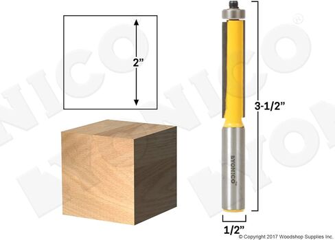 YONICO Router Bits Pattern Bit Flush Trim 2-Inch Height X 1/2-Inch Diameter 1/2-Inch Shank 14142 in Kuwait