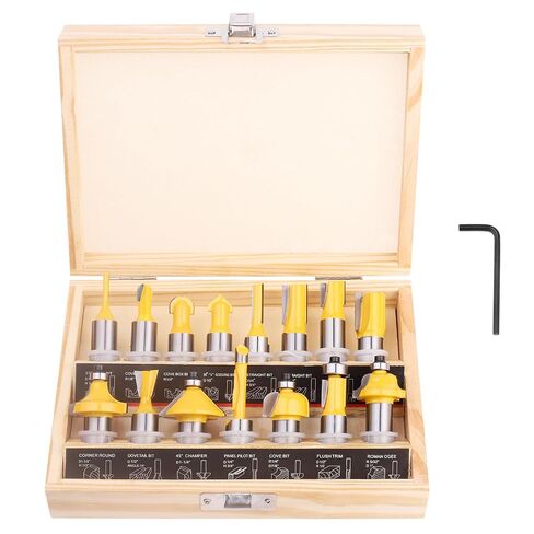 BAIDETS 15 Pcs Router Bits Set 1/4 Inch Shank, Tungsten Carbide Router Bits, Woodwork Tools in Kuwait