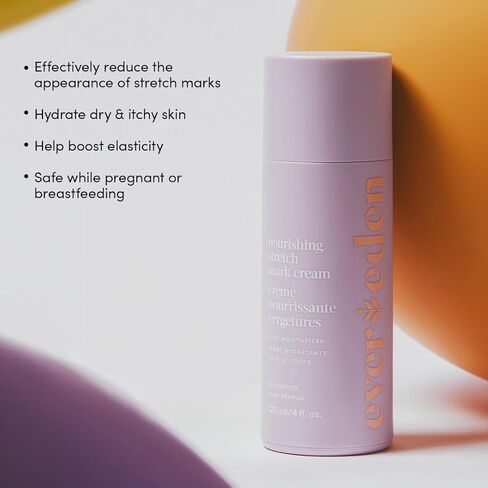 Evereden Stretch Mark Cream, Pregnancy and Postpartum, Dermatologist-Tested | Skin Looks & Feels More Elastic, Centella Asiatica & Vitamin A-Rich Rosehip Oil, Peptides, Non-Greasy, Vegan in Kuwait