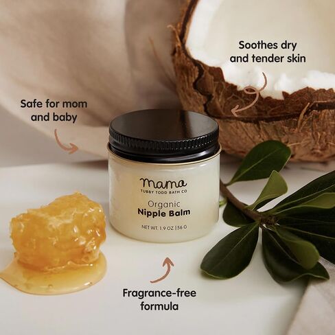 Tubby Todd Nipple Balm, Lanolin-Free Organic Balm for Breastfeeding | Safe for Moms and Babies, Fragrance Free in Kuwait