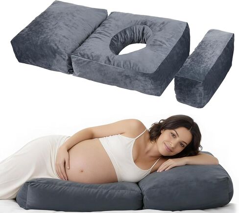 Pregnancy Pillows for Sleeping, Pregnancy Massage Pillow Full Body Pillow | 45.3 Inch pregnancy pillow with Removable Cover & Leg Pillow, Support for Back, Legs, Belly, HIPS for Pregnant Women (Grey) in Kuwait