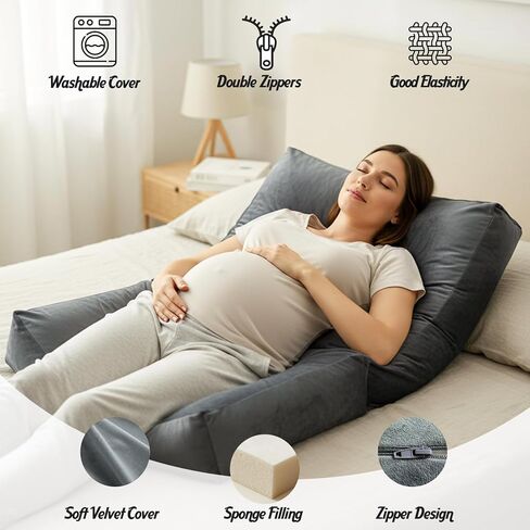 Pregnancy Pillows for Sleeping, Pregnancy Massage Pillow Full Body Pillow | 45.3 Inch pregnancy pillow with Removable Cover & Leg Pillow, Support for Back, Legs, Belly, HIPS for Pregnant Women (Grey) in Kuwait