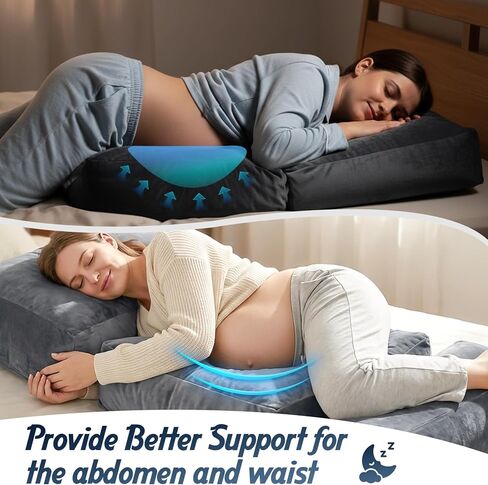 Pregnancy Pillows for Sleeping, Pregnancy Massage Pillow Full Body Pillow | 45.3 Inch pregnancy pillow with Removable Cover & Leg Pillow, Support for Back, Legs, Belly, HIPS for Pregnant Women (Grey) in Kuwait