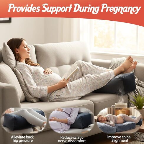 Pregnancy Pillows for Sleeping, Pregnancy Massage Pillow Full Body Pillow | 45.3 Inch pregnancy pillow with Removable Cover & Leg Pillow, Support for Back, Legs, Belly, HIPS for Pregnant Women (Grey) in Kuwait