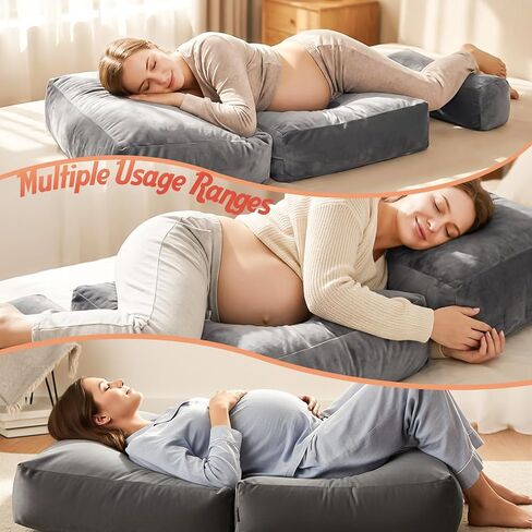 Pregnancy Pillows for Sleeping, Pregnancy Massage Pillow Full Body Pillow | 45.3 Inch pregnancy pillow with Removable Cover & Leg Pillow, Support for Back, Legs, Belly, HIPS for Pregnant Women (Grey) in Kuwait