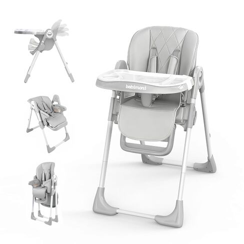 babimoni Baby High Chair, Foldable Feeding Chair for Babies & Toddlers | 4-in-1 Convertible;7 Height Settings;Reclining Seat;Easy-Clean Tray;5-Point Harness in Kuwait