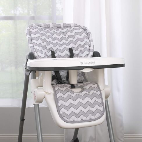 Soft Gray and White Chevron High Chair Pad | Easy to Install Replacement Cushion Fits Most 3-5 Point Harness High Chairs in Kuwait