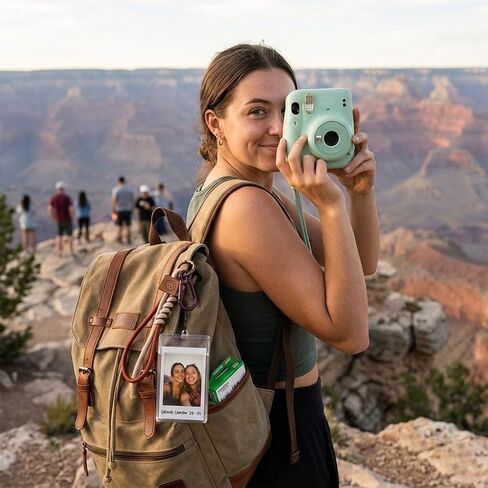 Portable Instant Photo Storage Case with Lanyard, Clear Acrylic Box for 3-Inch Mini Pictures & Cards, Holds up to 25 Items in Kuwait
