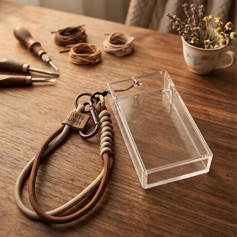 Portable Instant Photo Storage Case with Lanyard, Clear Acrylic Box for 3-Inch Mini Pictures & Cards, Holds up to 25 Items in Kuwait