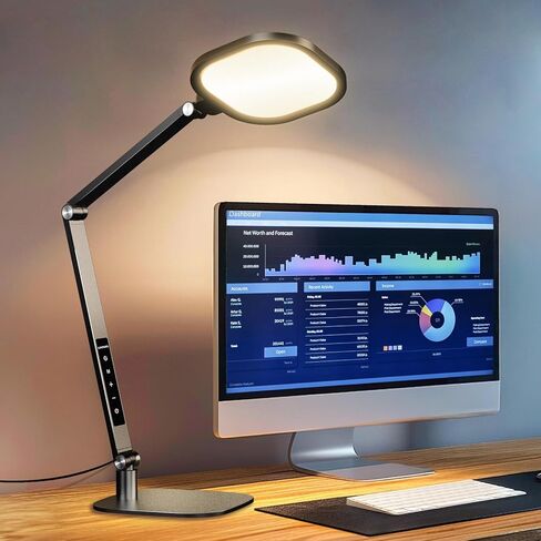LitONES Desk Lamp for Home Office, Tall Computer Ring Light with CRI 97.8 | Eye-Caring Diffused Desktop Light with Memory & Timer Func, 1200LM Zoom Lighting for Video Calls, Conference, Reading,Study in Kuwait