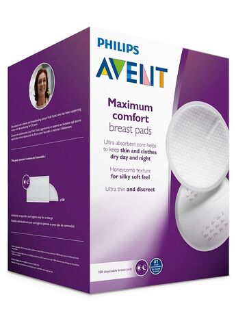 Philips AVENT, Disposable Breast Pads, White, 100 Count, SCF254/13 (Pack of 2) in Kuwait