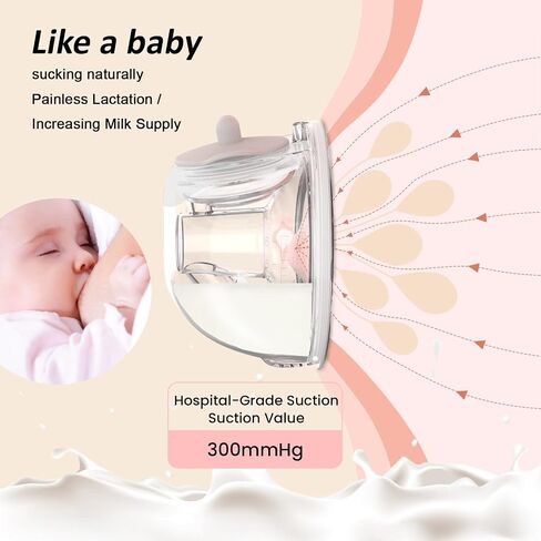 Wearable Breast Pump ABP-1308 | SPA-Level Comfort 3 Modes & 9 Levels | Wearable Breastfeeding Pump, Low-Noise Electric Breast Pump Portable for Office & Home Use (27mm Shield, 21/24mm Flange) in Kuwait