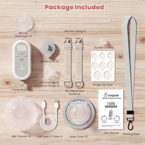 Wearable Breast Pump ABP-1308 | SPA-Level Comfort 3 Modes & 9 Levels | Wearable Breastfeeding Pump, Low-Noise Electric Breast Pump Portable for Office & Home Use (27mm Shield, 21/24mm Flange) in Kuwait