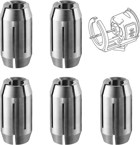 Dreyoo 2 Pack 5/32" Replacement Collet Kit Compatible with CN1, Silver | Collet Parts Compatible with DEWALT, for Spiral Saws, Drywall Cutout Tools and Tool Maintenance, Premium Alloy Steel in Kuwait