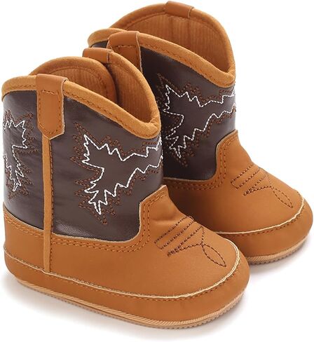 Newborn Baby Boy Girl Boots Western Cowboy Boots Infant Non-Slip Soft Sole First Walker Crib Shoes in Kuwait