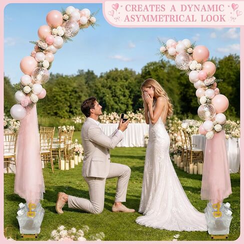RELBRO Half Arch Balloon Backdrop Stand with Base, 7.2 x 5.9 Feet, Gold | 5 Clear Spring Clamps, 4 Water Storage Bags, Ground Arch Stand Set for Wedding Birthday Baby Shower Party Anniversary in Kuwait