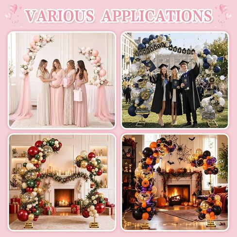 RELBRO Half Arch Balloon Backdrop Stand with Base, 7.2 x 5.9 Feet, Gold | 5 Clear Spring Clamps, 4 Water Storage Bags, Ground Arch Stand Set for Wedding Birthday Baby Shower Party Anniversary in Kuwait