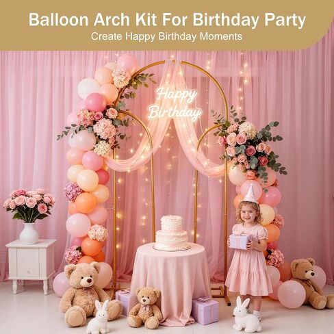 Gold Metal Arch Backdrop Stand Set of 3, 6FT 5FT 4FT Balloon Arch Stand | Balloon Arch, Tool-Free Assembly, Indoor Outdoor Use For Weddings, Birthdays, Baby And Bridal Parties, Balloons And Flower in Kuwait
