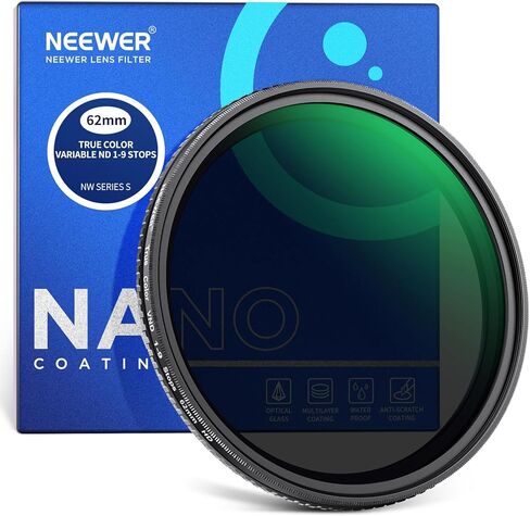 NEEWER 67mm True Colors Variable ND Filter, ND2-ND400, Hard Stops Adjustable Neutral Density VND Filter with Multi Coated HD Optical Glass/Aluminum Frame/Water Repellent/Scratch Resistant in Kuwait