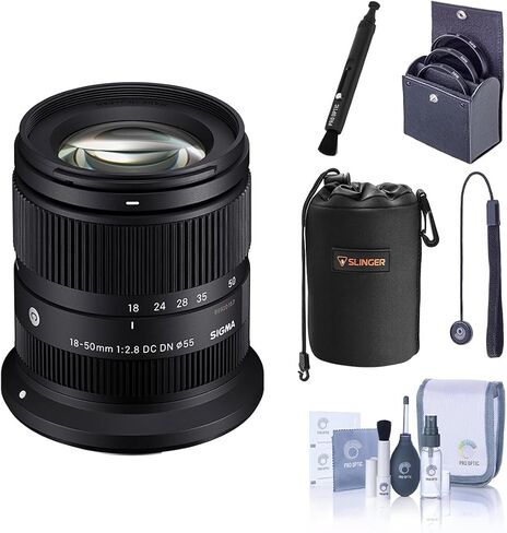 Sigma 18-50mm f/2.8 DC DN Contemporary Lens for Canon RF, Bundle with UV/CPL/ND Filter Kit, Soft Lens Pouch, Cleaning Kit & Sigma 4-Year Limited Warranty in Kuwait