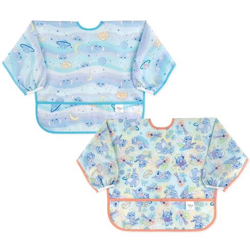 Bumkins Disney Short Sleeve Bib for Girl or Boy, Toddler and Kids for 1-3 Years, Large Size, Essential Must Have for Junior Children, Eating, Mess Saving Soft Fabric Apron, Ariel and Jasmine 2-pack in Kuwait