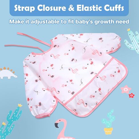 Lictin Long Sleeve Bibs 5 Pack - Baby Bibs for Girl or Boy, Reusable Infant for Feeding Teething or Weaning in Kuwait
