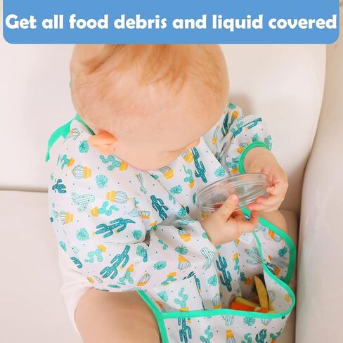 Lictin Long Sleeve Bibs 5 Pack - Baby Bibs for Girl or Boy, Reusable Infant for Feeding Teething or Weaning in Kuwait
