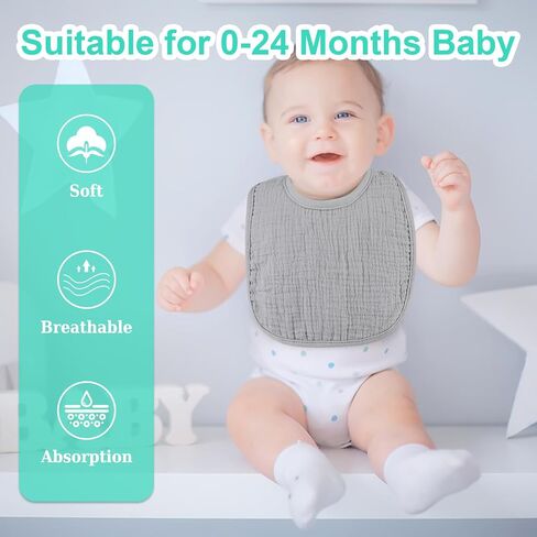 Accmor 6 Pack Muslin Baby Bibs for Boys Girls, Soft Cotton Baby Drool Bibs, Infant Drooling and Teething Bibs in Kuwait