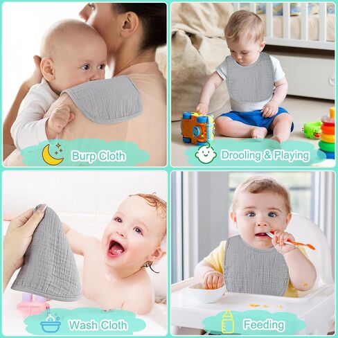 Accmor 6 Pack Muslin Baby Bibs for Boys Girls, Soft Cotton Baby Drool Bibs, Infant Drooling and Teething Bibs in Kuwait