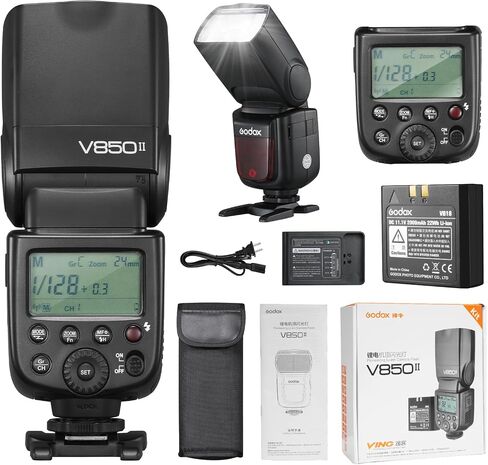 Godox V860II-S V860IIS TTL Flash for Sony, GN60, HSS 1/8000s, 2.4G Wireless Speedlite, Li-ion Battery (650 Shots), External On-Camera Flash with Diffuser Kit in Kuwait