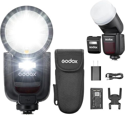 Godox V1 Pro F V1Pro-F Flash with Magnetic Ring & Diffuser Kit for Fujifilm, 76Ws 2.4G HSS TTL, Detachable Sub Flash, 1.3s Recycle Time 500 Full-Power Flashes, USB-C Charging Battery, Modeling Lamp in Kuwait