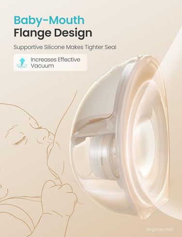 Paruu P21 Wearable Breast Pump with Baby-Mouth Flange Design, Hands-Free Electric Breast Pump, 315mmHg Strong Suction, 4 Modes 12 Levels, 17/19/21mm Flange Inserts, Stand-up Milk Bowl, Storage Bag in Kuwait