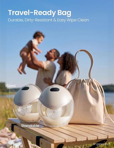 Paruu P21 Wearable Breast Pump with Baby-Mouth Flange Design, Hands-Free Electric Breast Pump, 315mmHg Strong Suction, 4 Modes 12 Levels, 17/19/21mm Flange Inserts, Stand-up Milk Bowl, Storage Bag in Kuwait